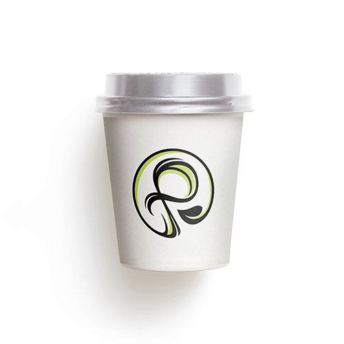 Letter P Leaf Logo logo on a take-away coffee cup mockup