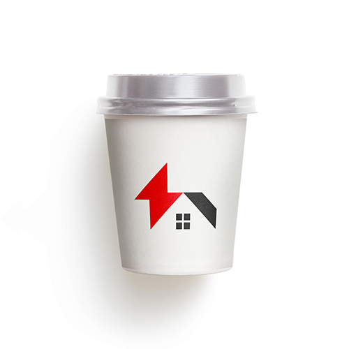 Electric House Logo logo on a take-away coffee cup mockup