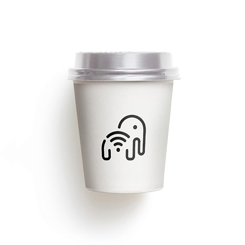 Signal Elephant Logo logo on a take-away coffee cup mockup