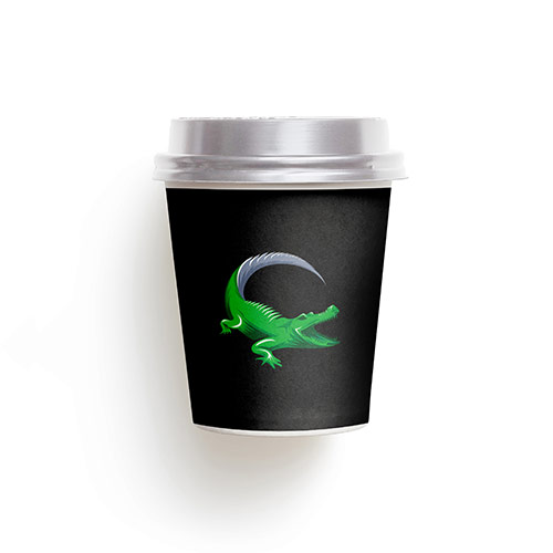 Crocodile Logo logo on a take-away coffee cup mockup
