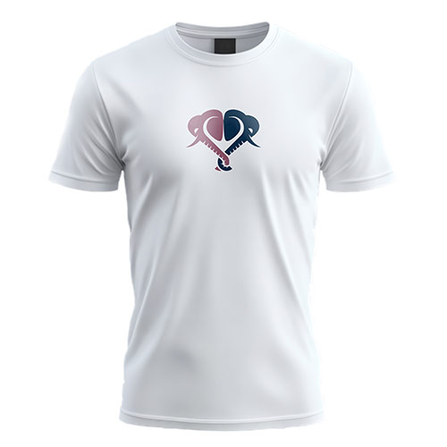 Elephant Heart Logo logo on a white t-shirt mockup
