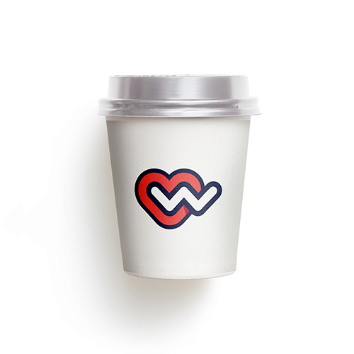 Love Letter W Logo logo on a take-away coffee cup mockup