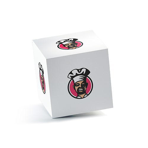 Happy Chef Logo logo on a 3D square box mockup