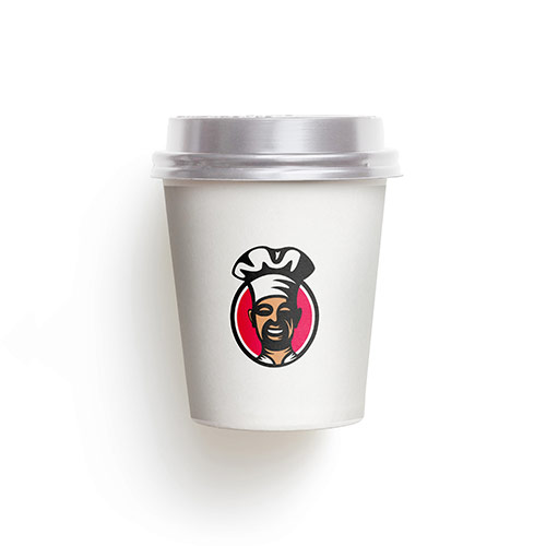 Happy Chef Logo logo on a take-away coffee cup mockup