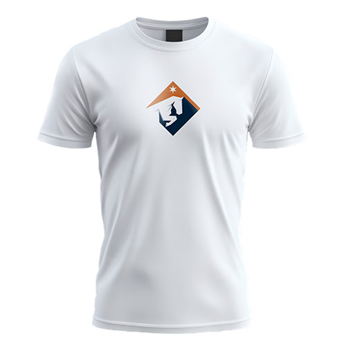 Horse Mountain Logo logo on a white t-shirt mockup