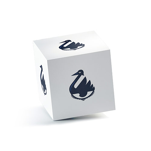 Swan Eye Logo logo on a 3D square box mockup