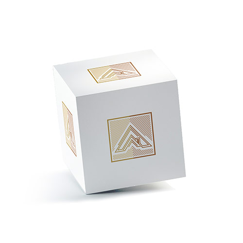 Arrow Roof Logo logo on a 3D square box mockup