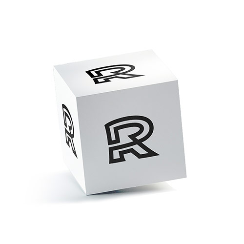 Letter Dr Logo logo on a 3D square box mockup