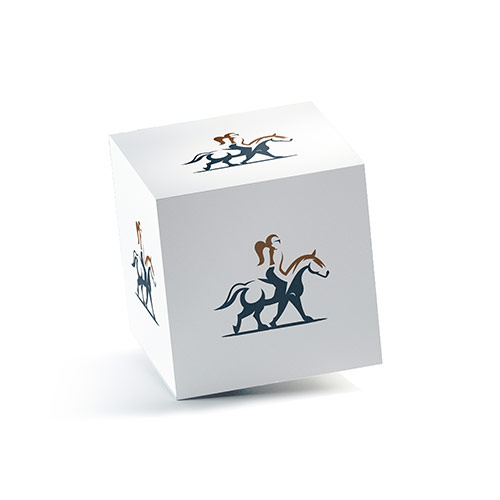 Horse Riding Logo logo on a 3D square box mockup
