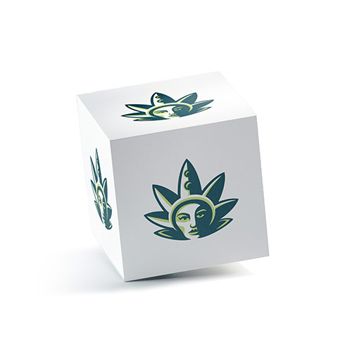 Cannabis Queen Logo logo on a 3D square box mockup