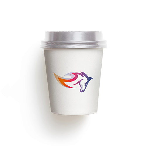 Fire Horse Logo logo on a take-away coffee cup mockup