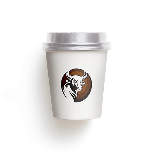 Bull Logo logo on a take-away coffee cup mockup