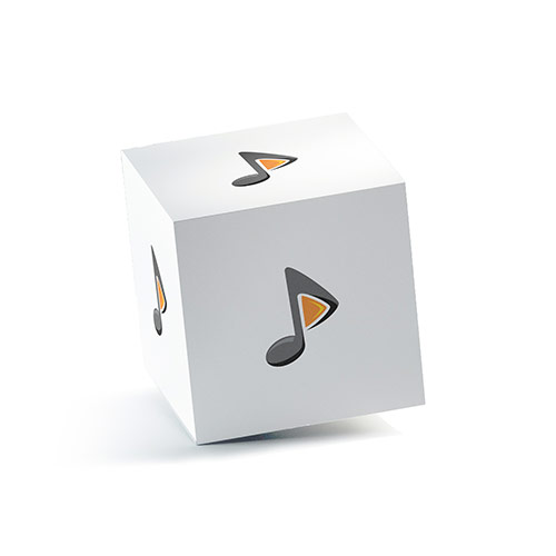 Play Music Logo logo on a 3D square box mockup