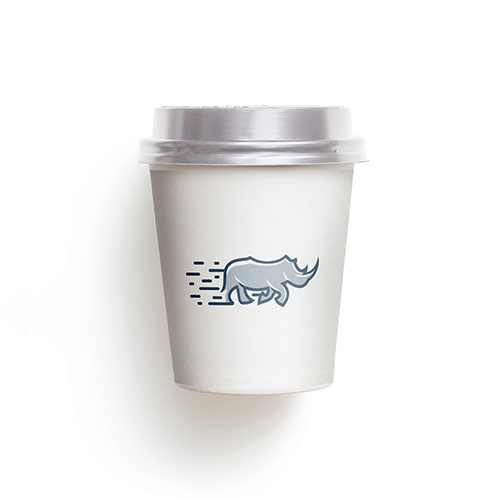 Rhino Logo logo on a take-away coffee cup mockup