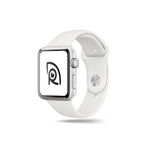 Letter R Eye Logo logo on a smart watch mockup