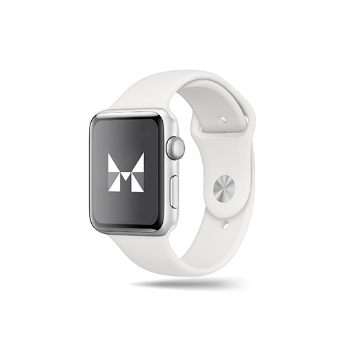 Geometric Letter M Logo logo on a smart watch mockup