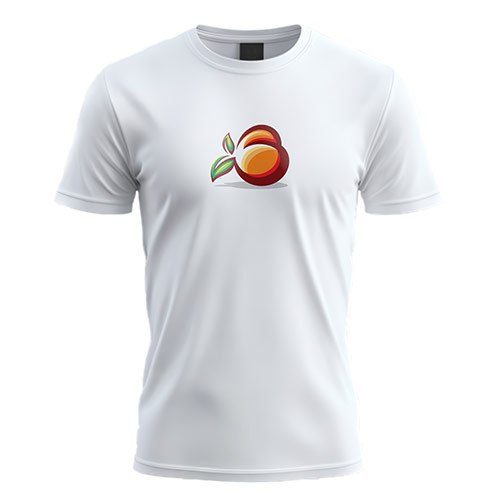B Peach Logo logo on a white t-shirt mockup
