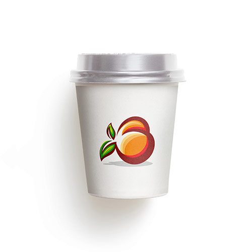 B Peach Logo logo on a take-away coffee cup mockup