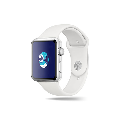 Play Fish Logo logo on a smart watch mockup