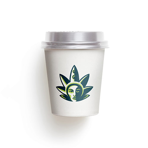 Cannabis Queen Logo logo on a take-away coffee cup mockup