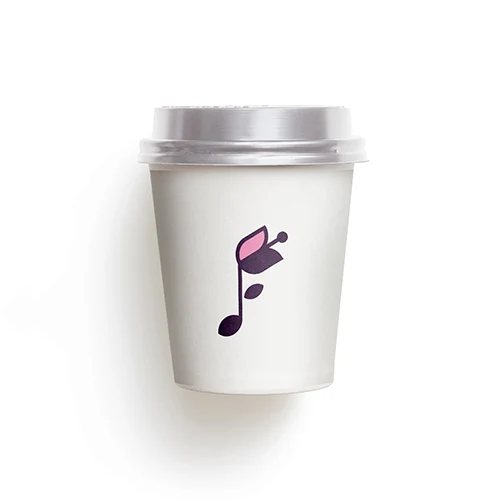 Musical Flower Logo logo on a take-away coffee cup mockup