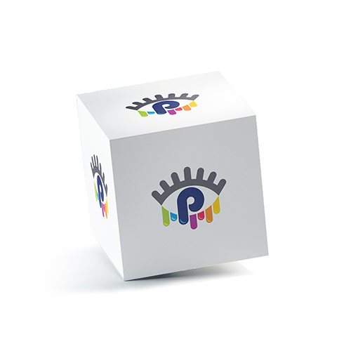 Letter P Eye Logo logo on a 3D square box mockup