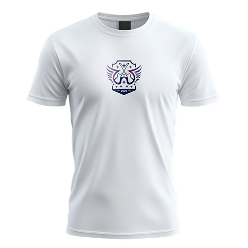 Guitar Logo logo on a white t-shirt mockup