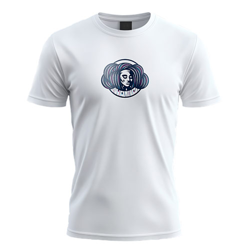 Cloud Lady Logo logo on a white t-shirt mockup