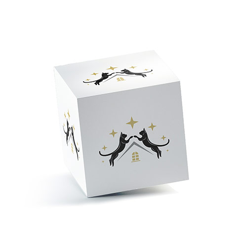 Cat House Logo logo on a 3D square box mockup