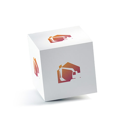 Contruct House Logo logo on a 3D square box mockup