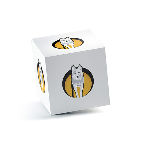 Wolf Beer Logo logo on a 3D square box mockup