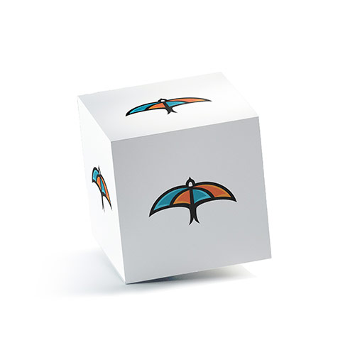 Bird Umbrella Logo logo on a 3D square box mockup