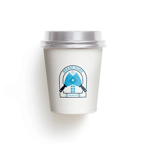 Crossed Home Renovation Putty Scrapers Logo logo on a take-away coffee cup mockup