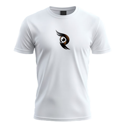 R Owl Eye Logo logo on a white t-shirt mockup