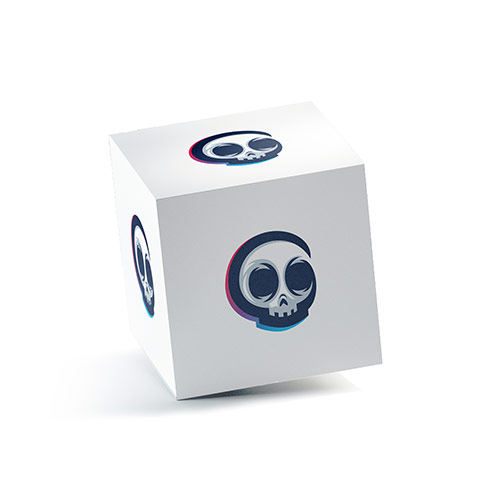 G Skull Logo logo on a 3D square box mockup