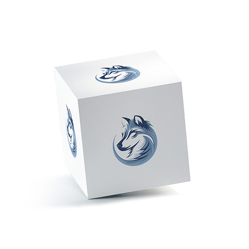 Wolf Logo logo on a 3D square box mockup