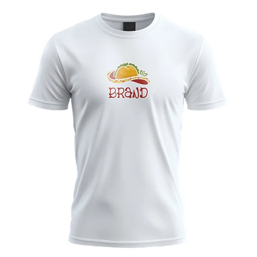 layful Taco Mexican Sombrero Hat Logo logo on a white t-shirt mockup
