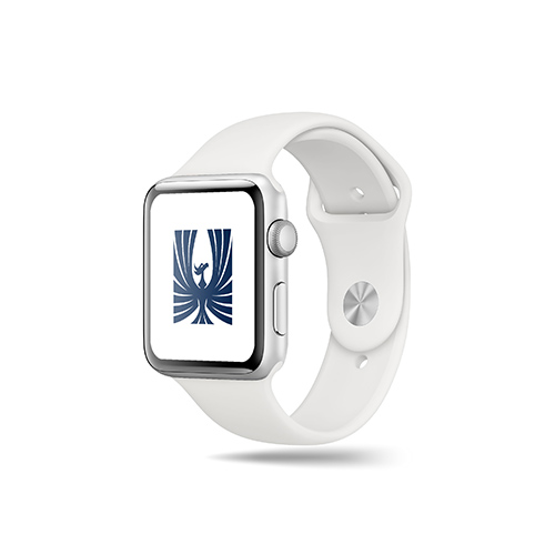 Phoenix Square Logo logo on a smart watch mockup