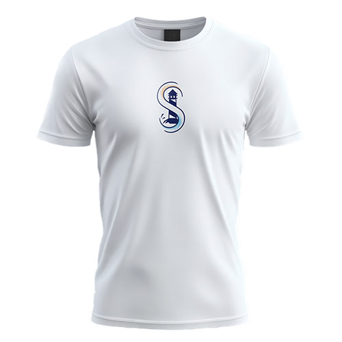 Lighthouse S Logo logo on a white t-shirt mockup