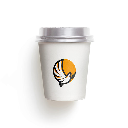 Bird Logo logo on a take-away coffee cup mockup