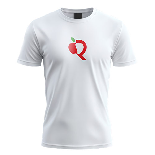 R Apple Logo logo on a white t-shirt mockup