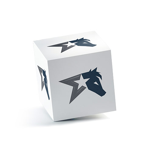 Horse Sigma Star Logo logo on a 3D square box mockup