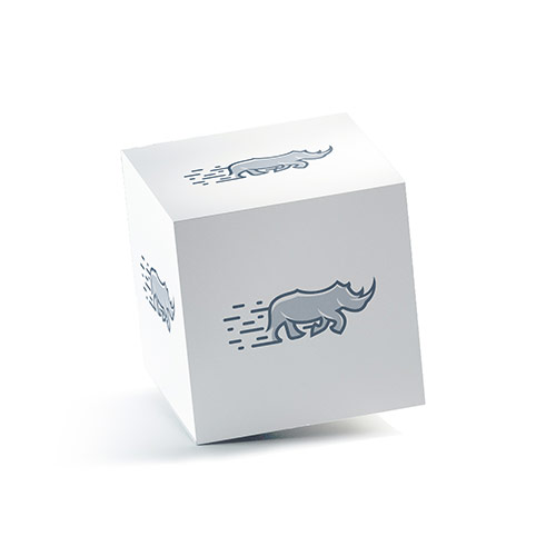 Rhino Logo logo on a 3D square box mockup