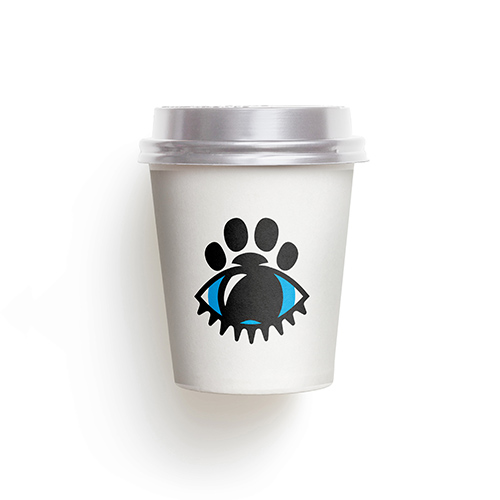 Pet Paw Eye Logo logo on a take-away coffee cup mockup