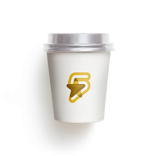 Five Star Logo logo on a take-away coffee cup mockup
