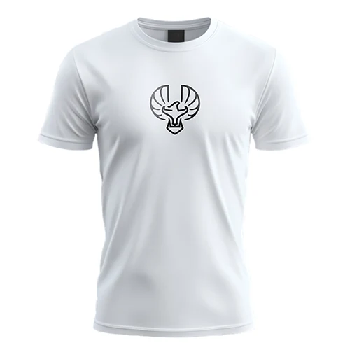 Black Eagle And Bull Logo logo on a white t-shirt mockup