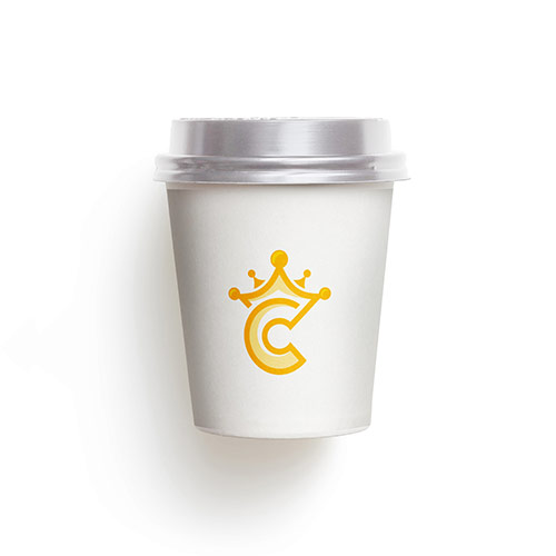 C King Logo logo on a take-away coffee cup mockup