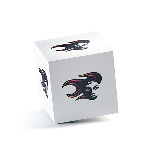 Flame Girl Logo logo on a 3D square box mockup