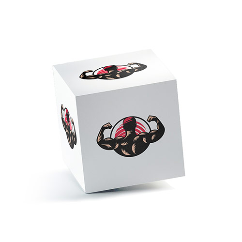 Sushi Strength Logo logo on a 3D square box mockup