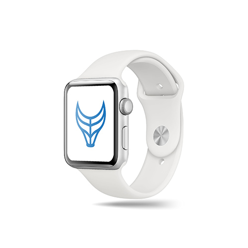 Simple Blue Bull Logo Bull Head Logo logo on a smart watch mockup